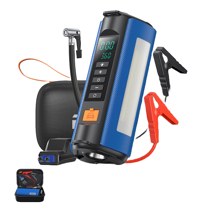 BUVAYE 2000A Professional Car Battery Jump Starter with Built-in 150PSI Air Pump and USB Power Bank for 12V Vehicles