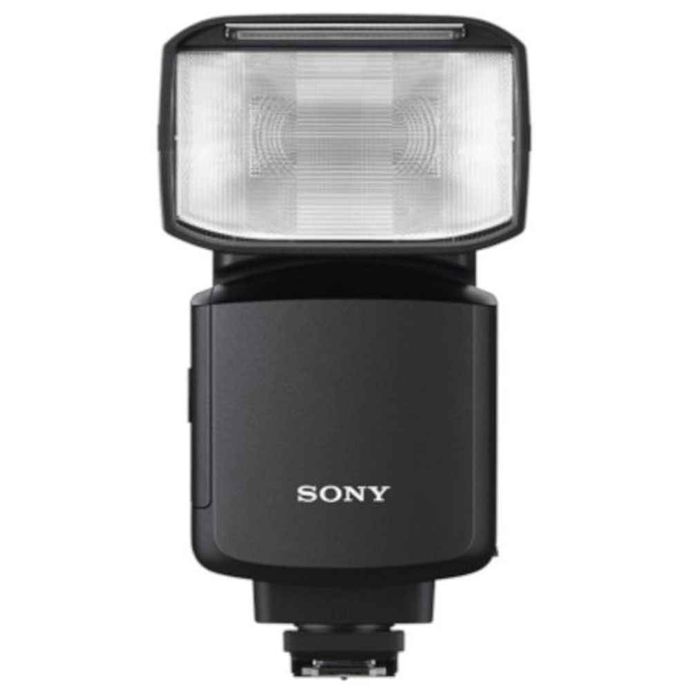 Sony wireless external flash with white diffuser and black body