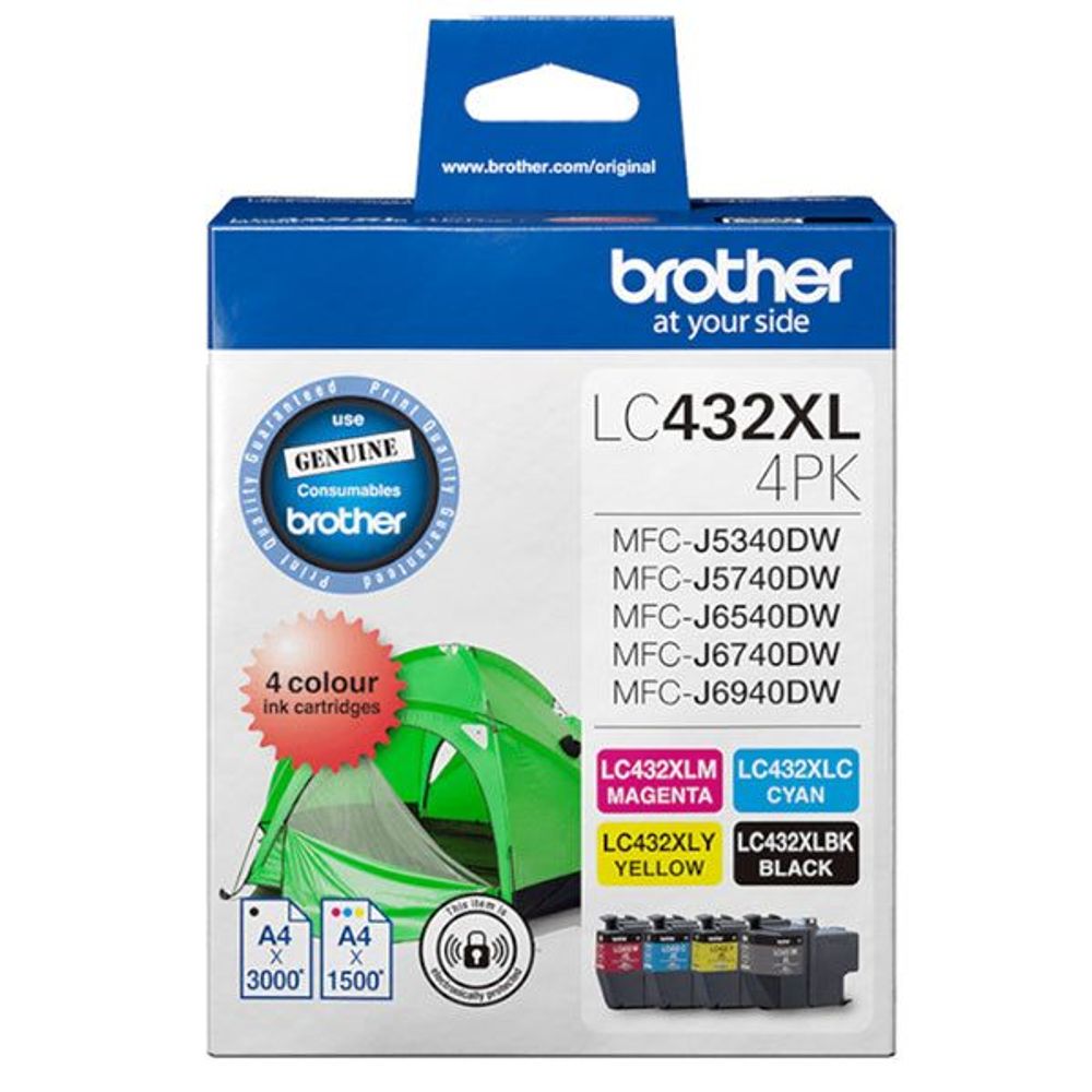 LC432XL4PKS - Brother LC432XL4PKS 4-Pack High Yiel Ink Cartridge (B/C/M/Y)