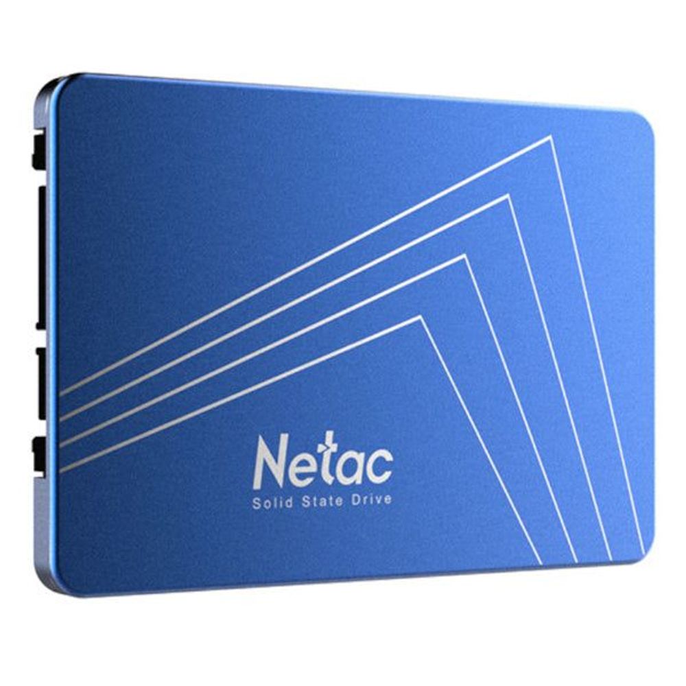 Netac N600S 2.5-inch SATA SSD in blue aluminum case, Netac logo