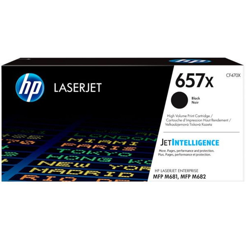 HP LaserJet 657X high-yield black toner cartridge, JetIntelligence packaging, CF470X