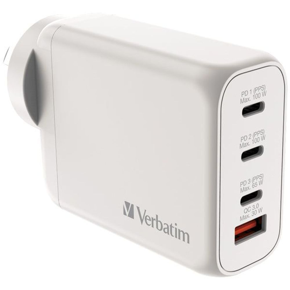 66966 - Verbatim 100W GaN Charger with 3x USB-C and 1x USB-A