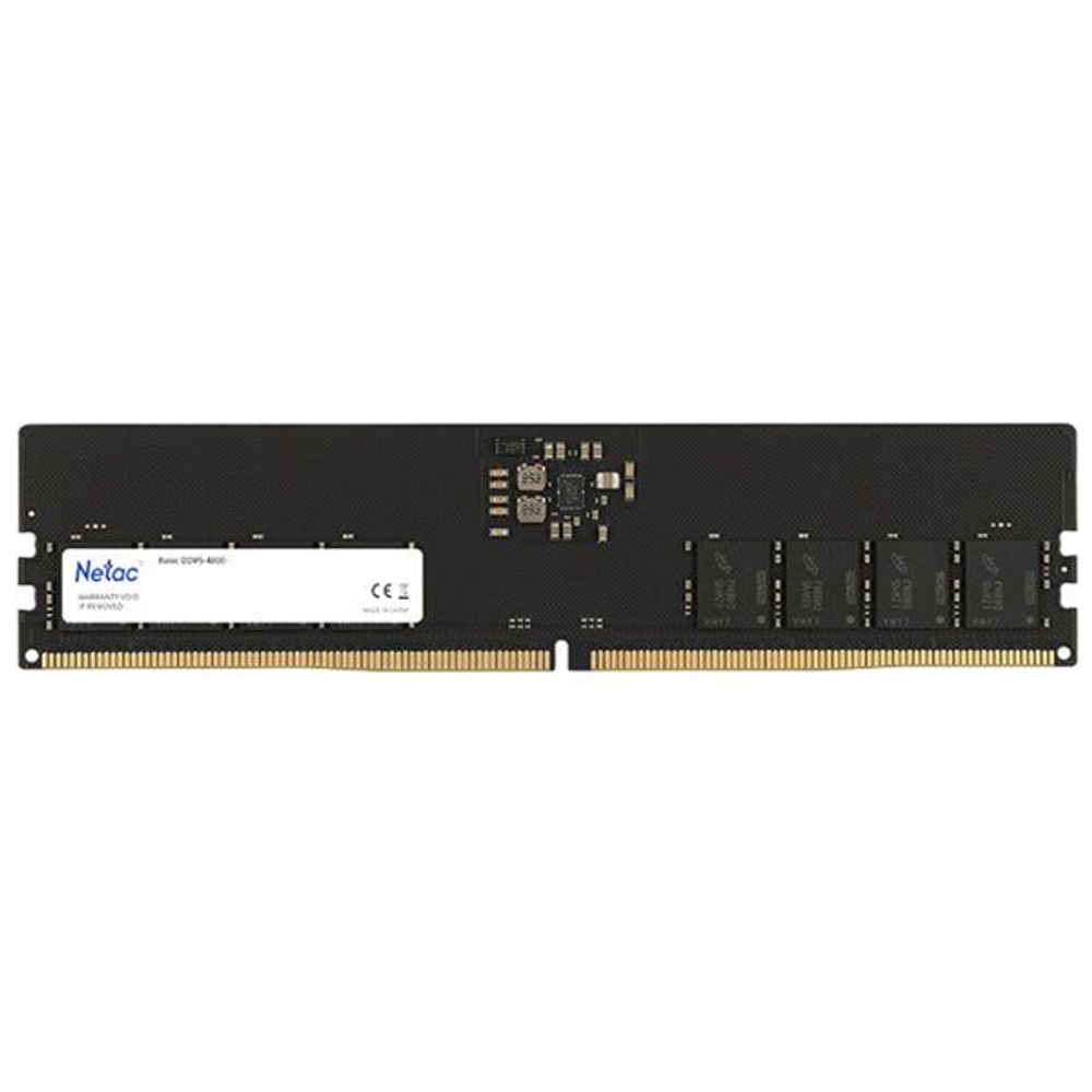 Netac 16GB DDR5 DIMM memory module, black PCB with gold edge contacts