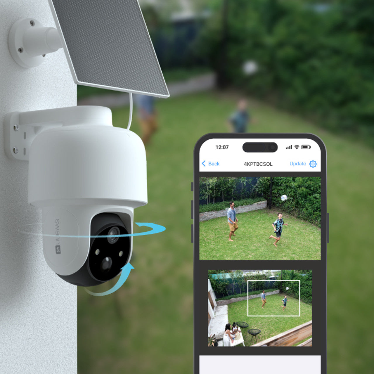 SWIFI-4KPTBCSOL-GL - Swann 4K Battery Pan Tilt Camera USB-C x 1/SOLAR4 Solar Panel x 1