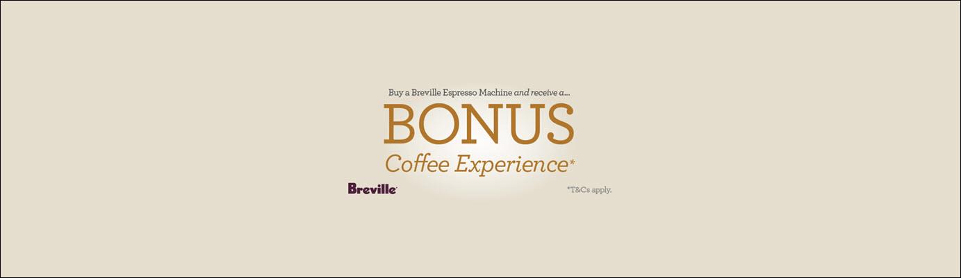 Coffee Experience bonus promotional banner with Breville logo