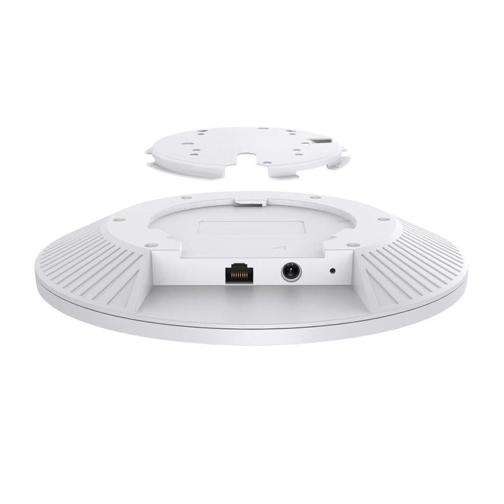 Ceiling-mount Wi-Fi access point underside with power and Ethernet ports
