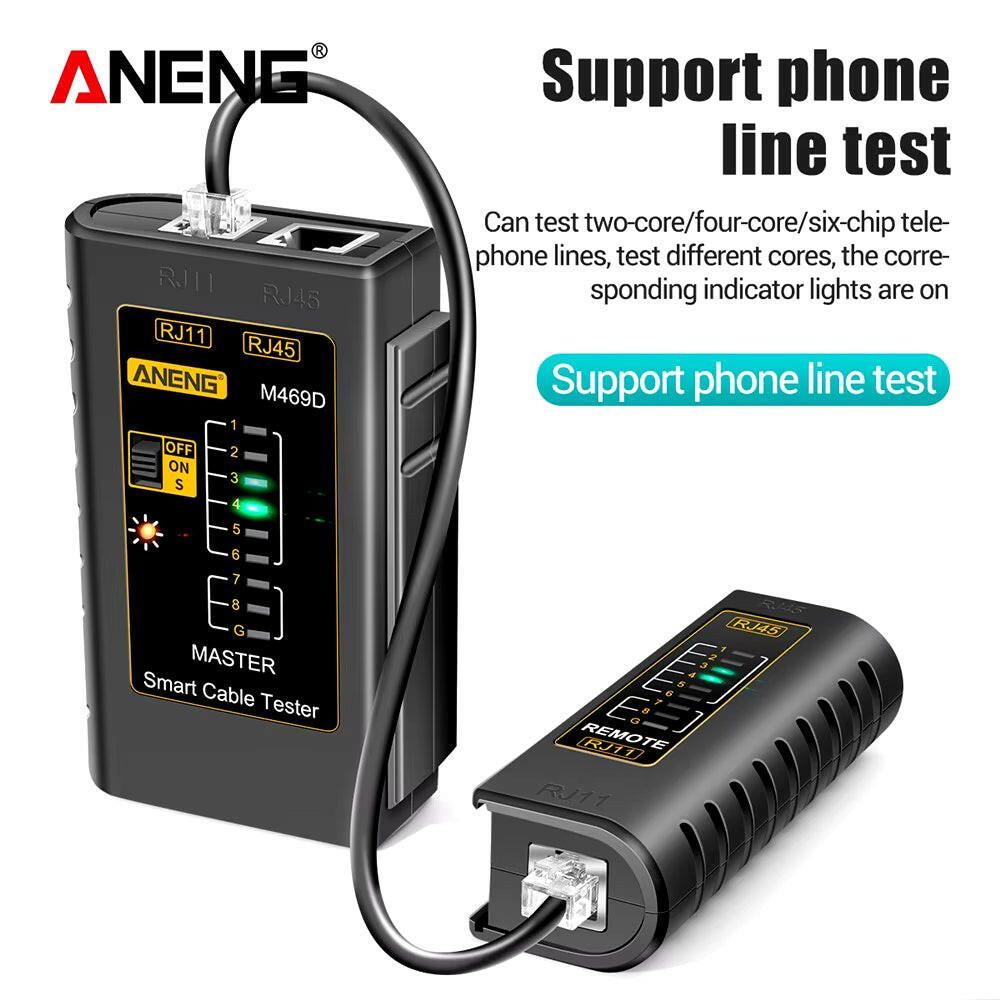 M469D Professional Network Cable Tester for RJ45, RJ11, RJ12, CAT5, and UTP - Essential Tool for Cable Diagnostics and Repair