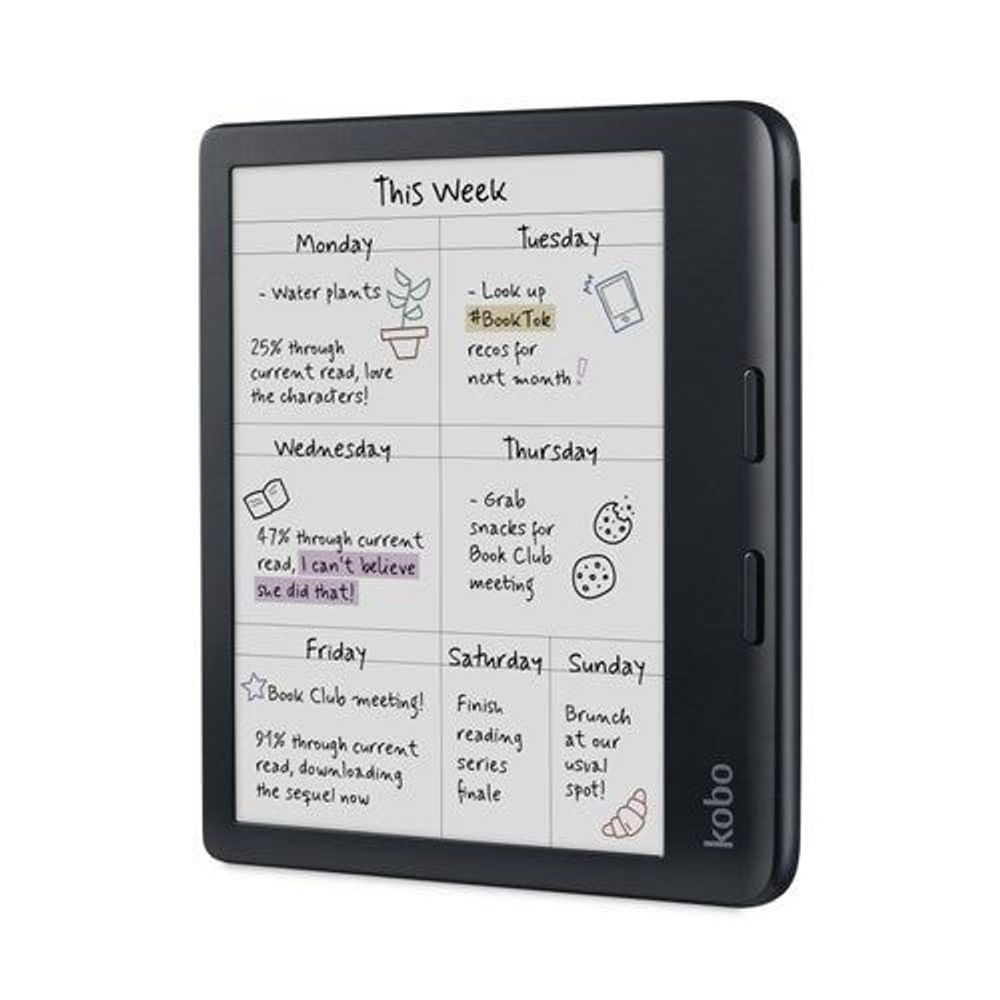 N428-KU-BK-K-CK - KOBO LIBRA COLOUR BLACK 7" E INK COLOUR DISPLAY STYLUS 2 COMPATIBILITY & WATERPROOF E-READER