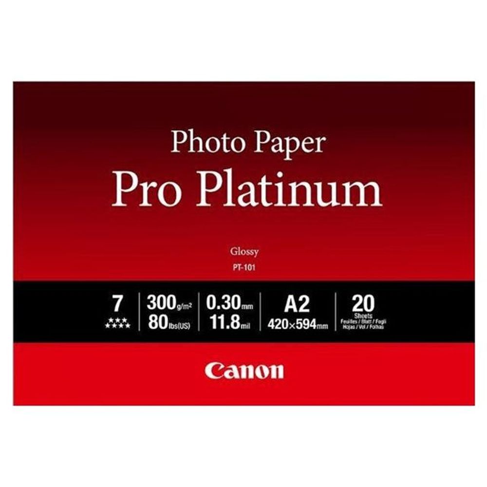 Canon PT-101 A2 Pro Platinum 300gsm Photo Paper - 20 Sheets