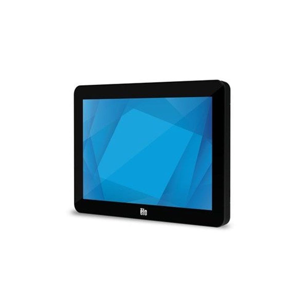 10.1-inch zero-bezel touch display, black housing, blue screen angled view