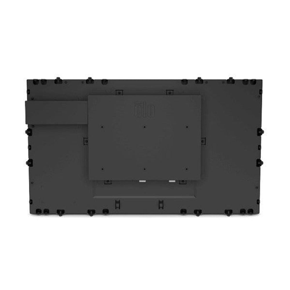 Open-frame touchscreen monitor backplate with mounting holes and connectors