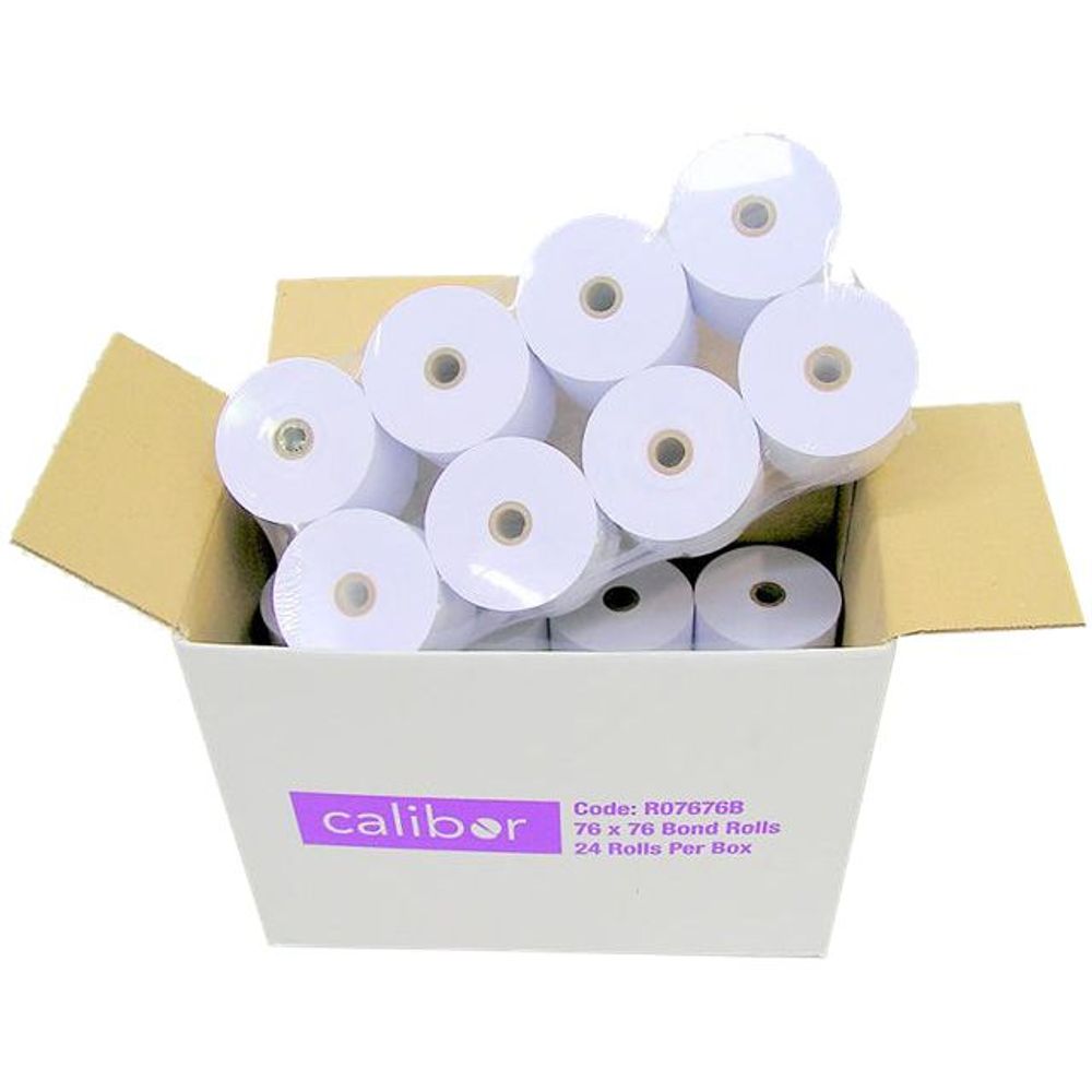 Bond Plain Paper Rolls 76x76mm 1-Ply - Box of 24