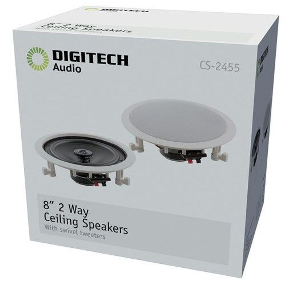 DIGITECH Audio boxed 8" 2-way ceiling speakers with swivel tweeters