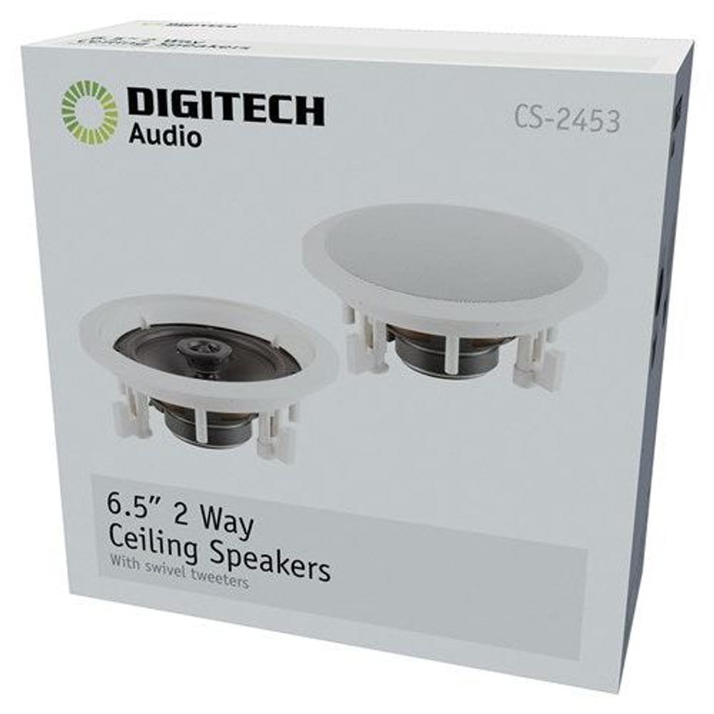 White in-ceiling 2-way speaker retail box with two speaker cutouts