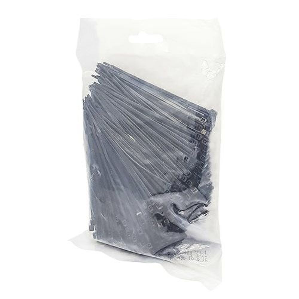 Bag of blue-gray cable ties with square locking heads, 100mm length