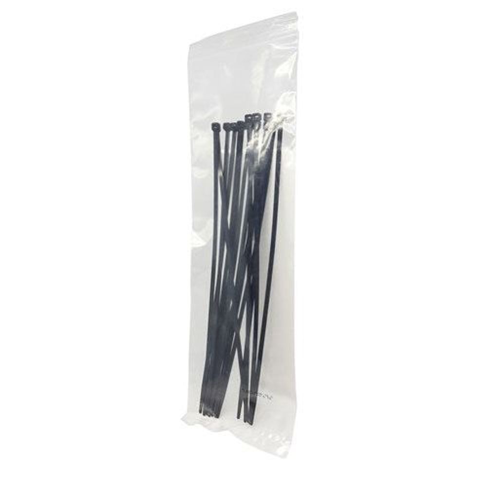 Packaged black cable ties 300mm x 4.8mm, set of 15 in bag