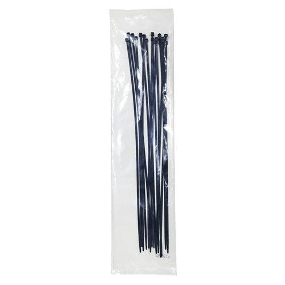Pack of 15 black cable ties, plastic bag with bundled straps