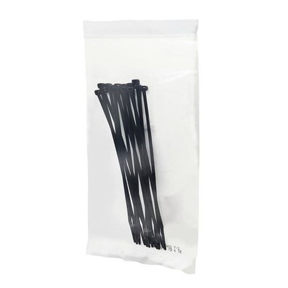 Pack bag of black cable ties, bundle of 15 ties