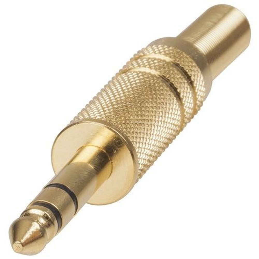 PP0175 - 6.5mm Gold Stereo Plug with Spring