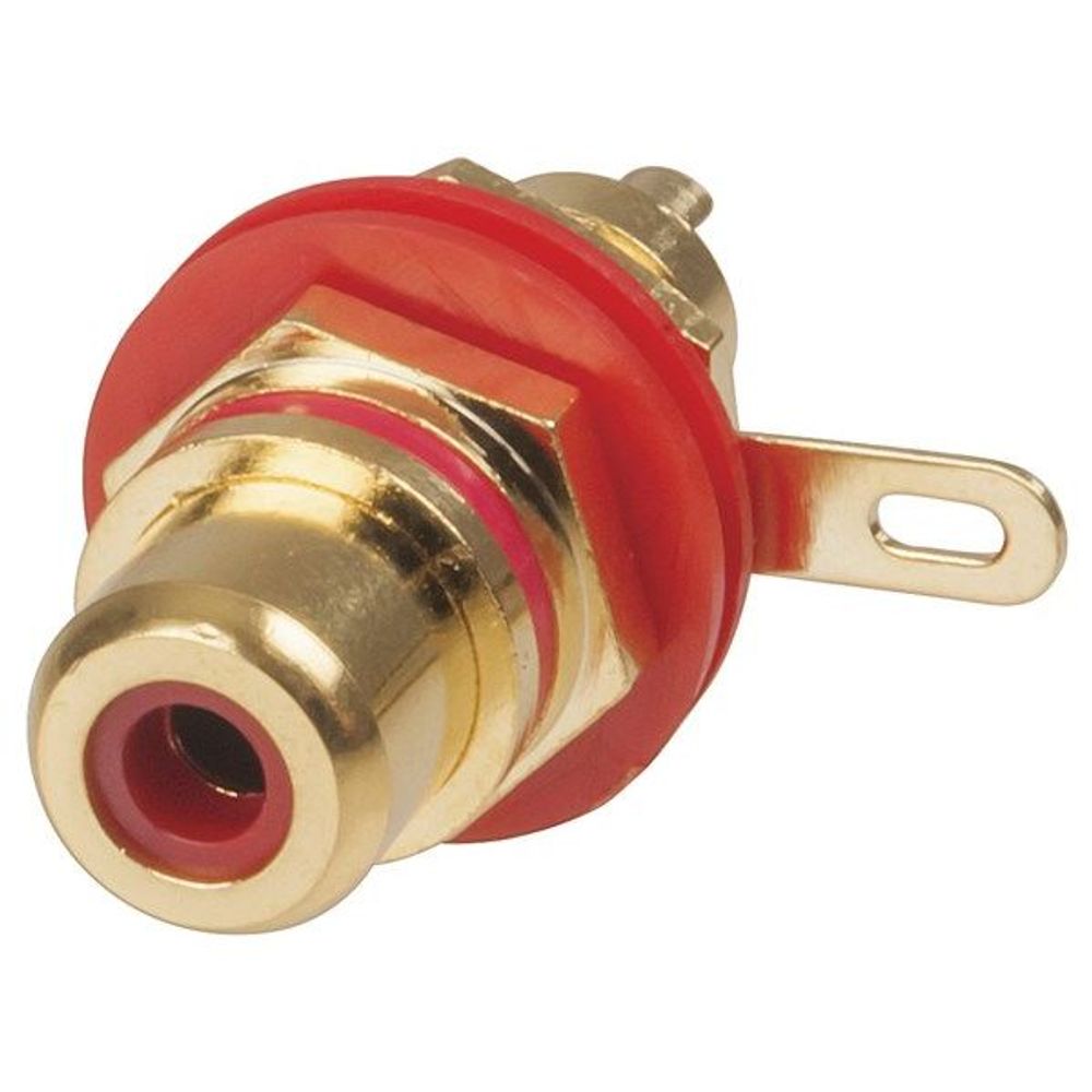 PS0495 - Gold RCA Panel Mount Socket - Red