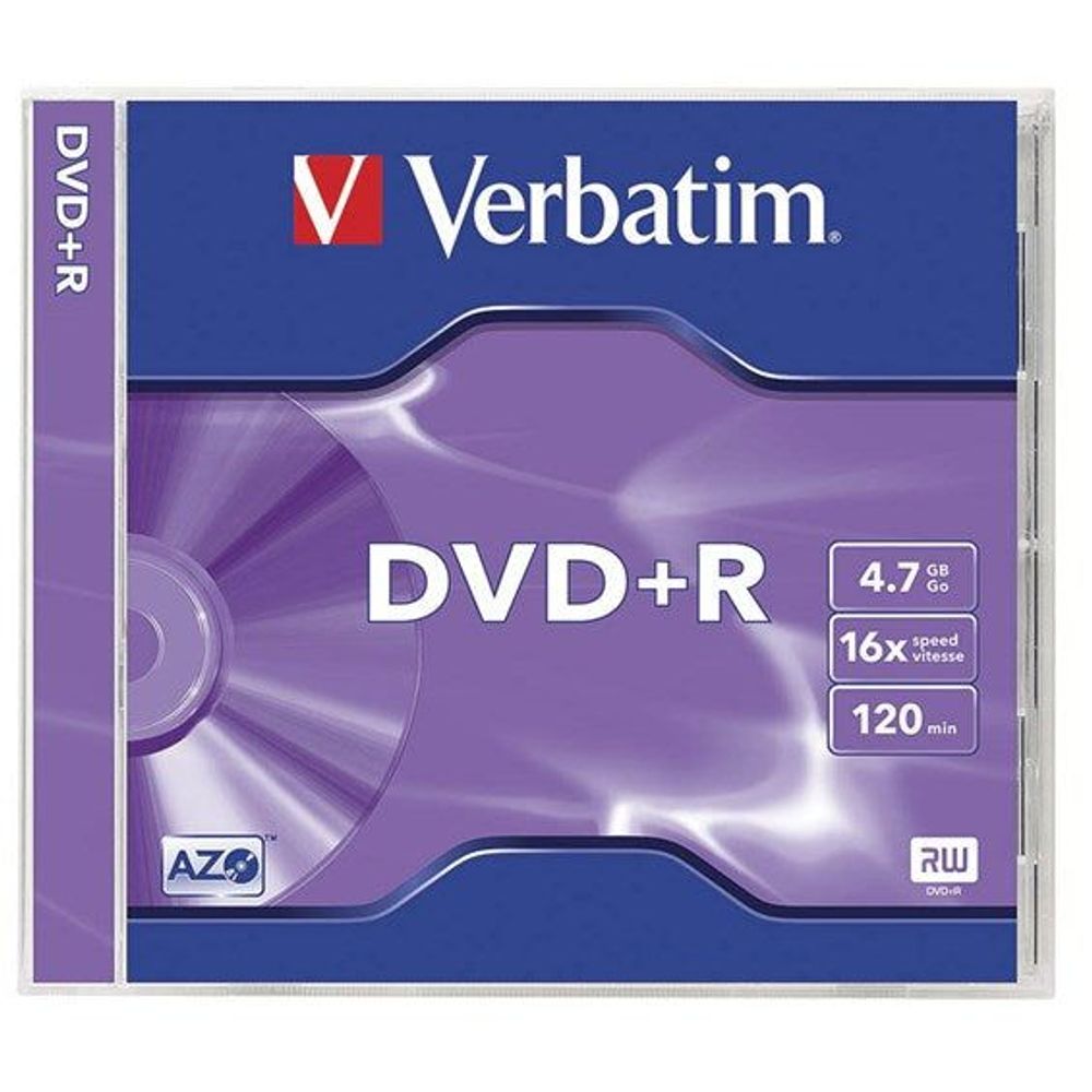 XC4733 - Verbatim DataLifePlus (Azo) DVD+R 4.7 GB Jewel Case Singles 16x