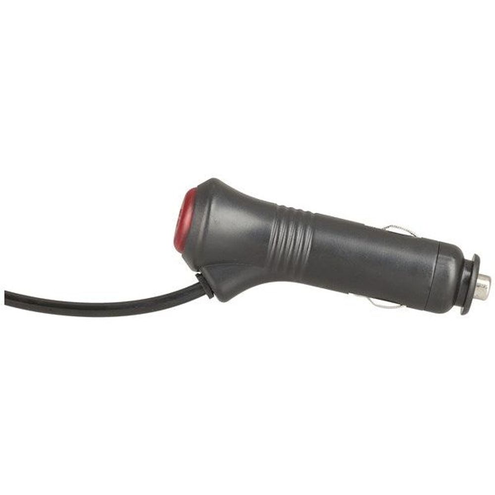 Strobe light power plug on black cable with red accent ring