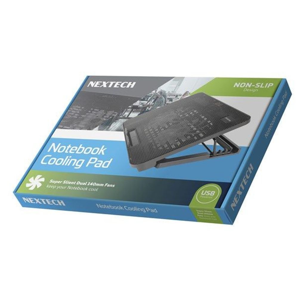 Notebook cooling pad retail box for black mesh dual-fan design