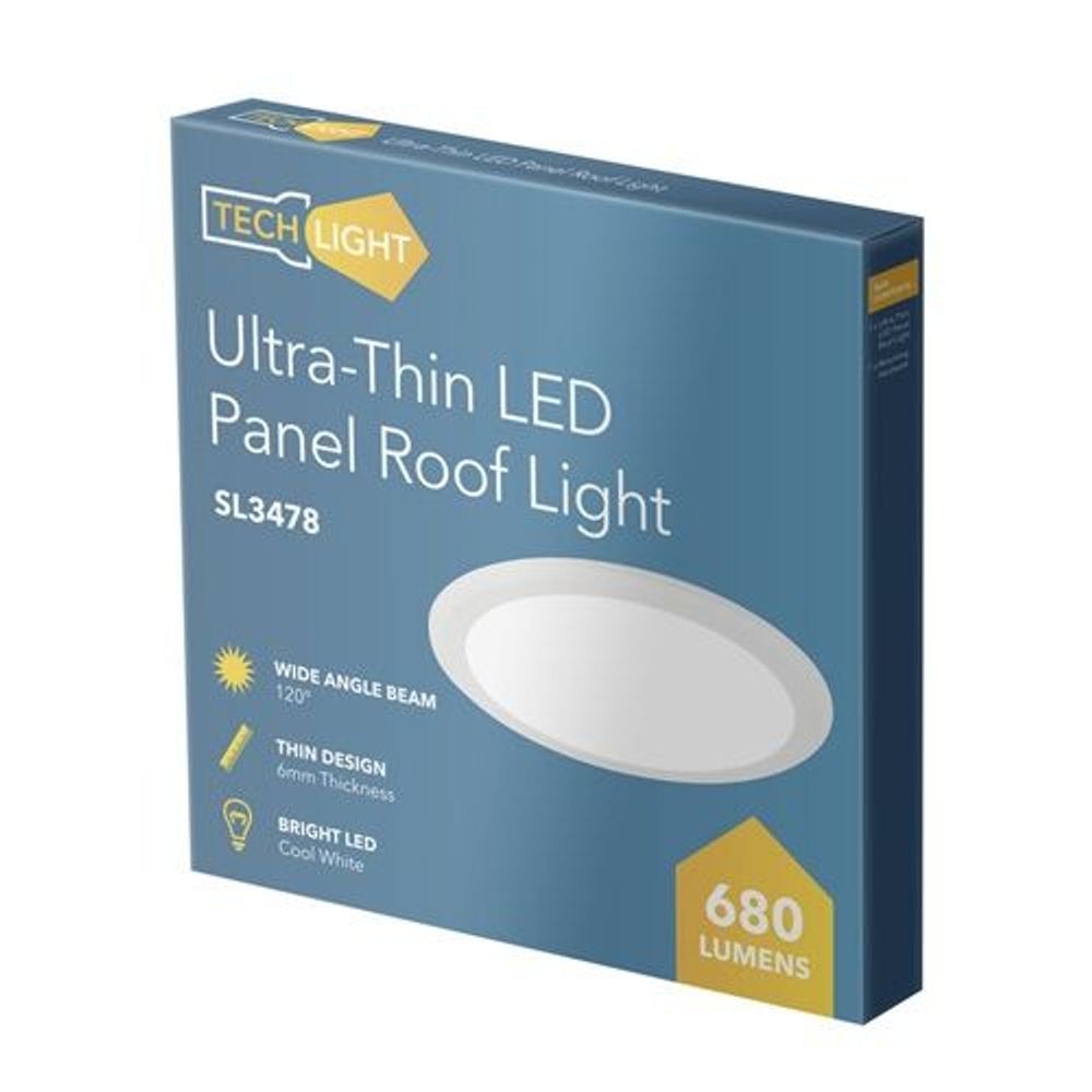 SL3478 - Ultra-Thin LED Panel Roof Light, 10W, 215mm, Cool White