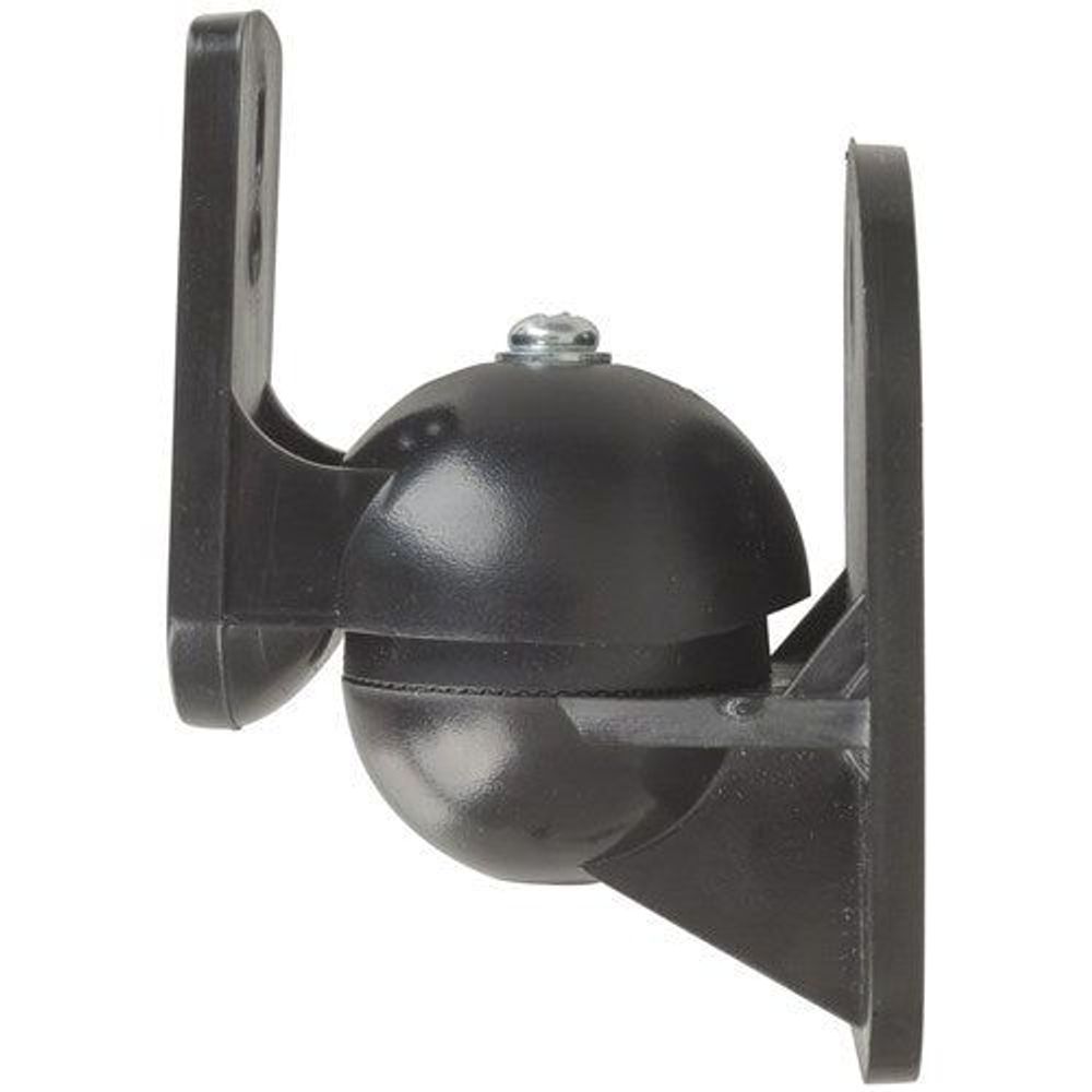 Black adjustable speaker wall bracket with ball joint and side mounting plate