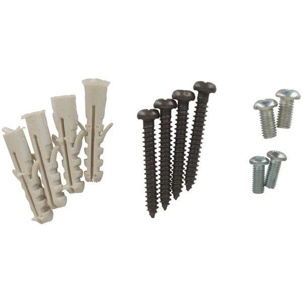Mounting hardware kit: plastic wall anchors and metal screws with washers
