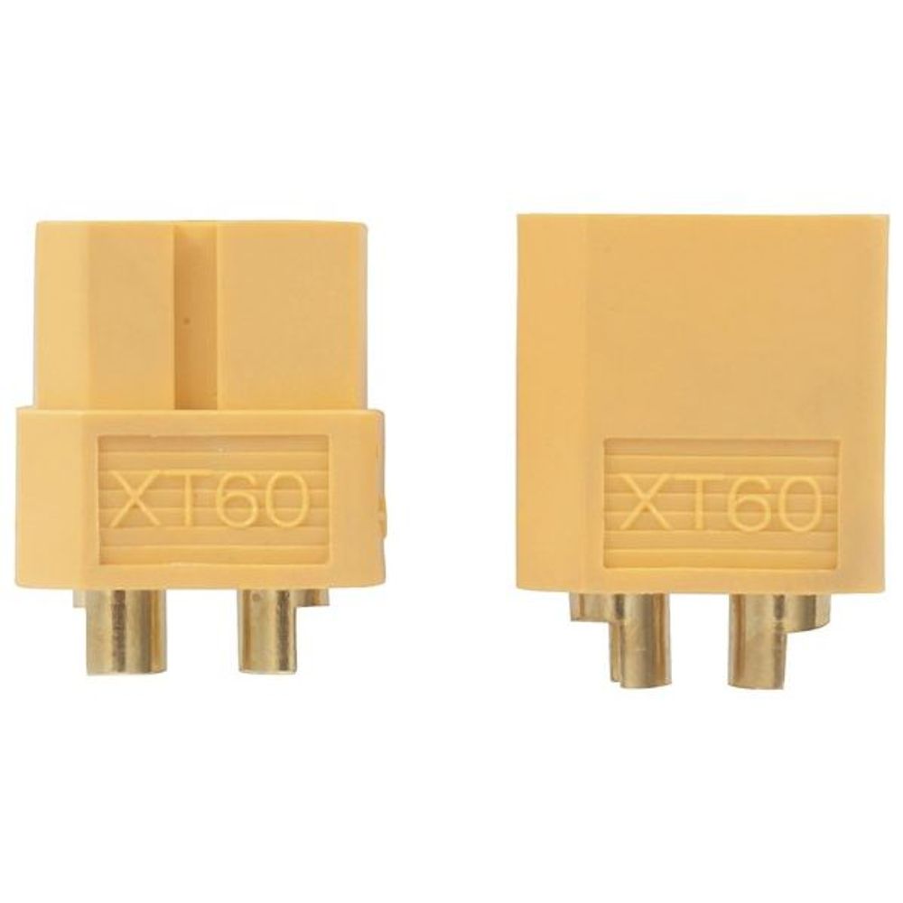 XT60 bullet connector socket housings, tan with two metal pin tabs