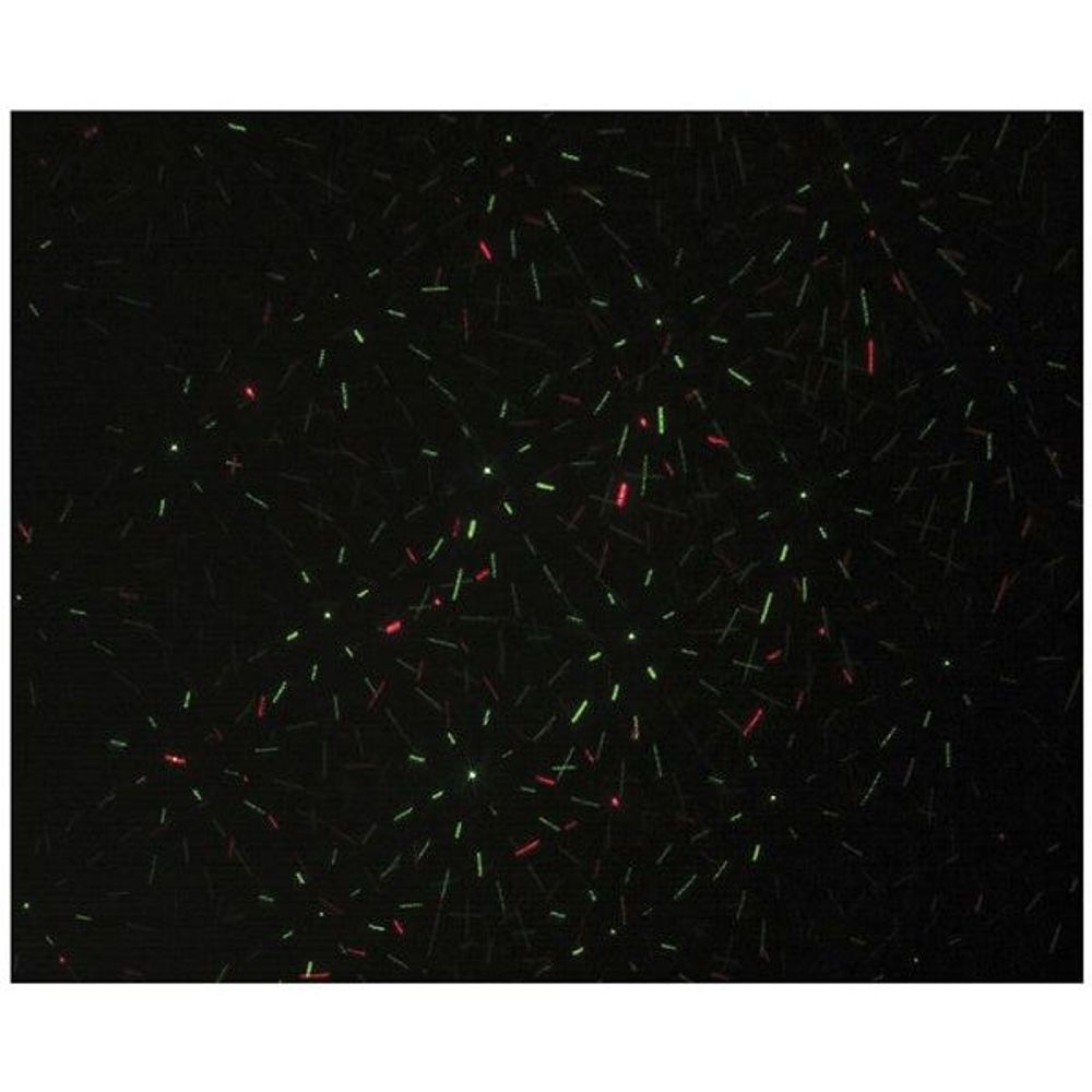 Green and red laser beam starburst pattern projection