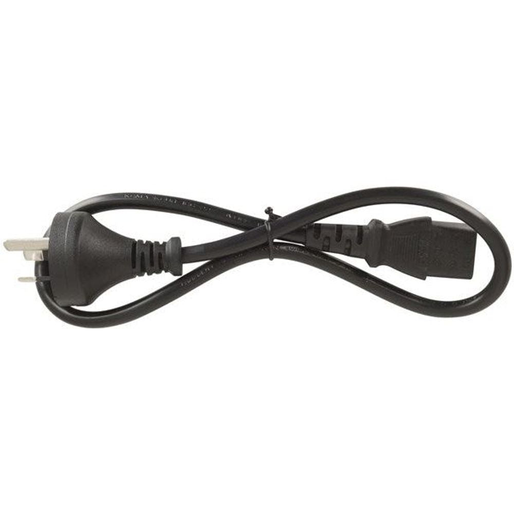 Black two-prong power cord for network switch with molded strain relief