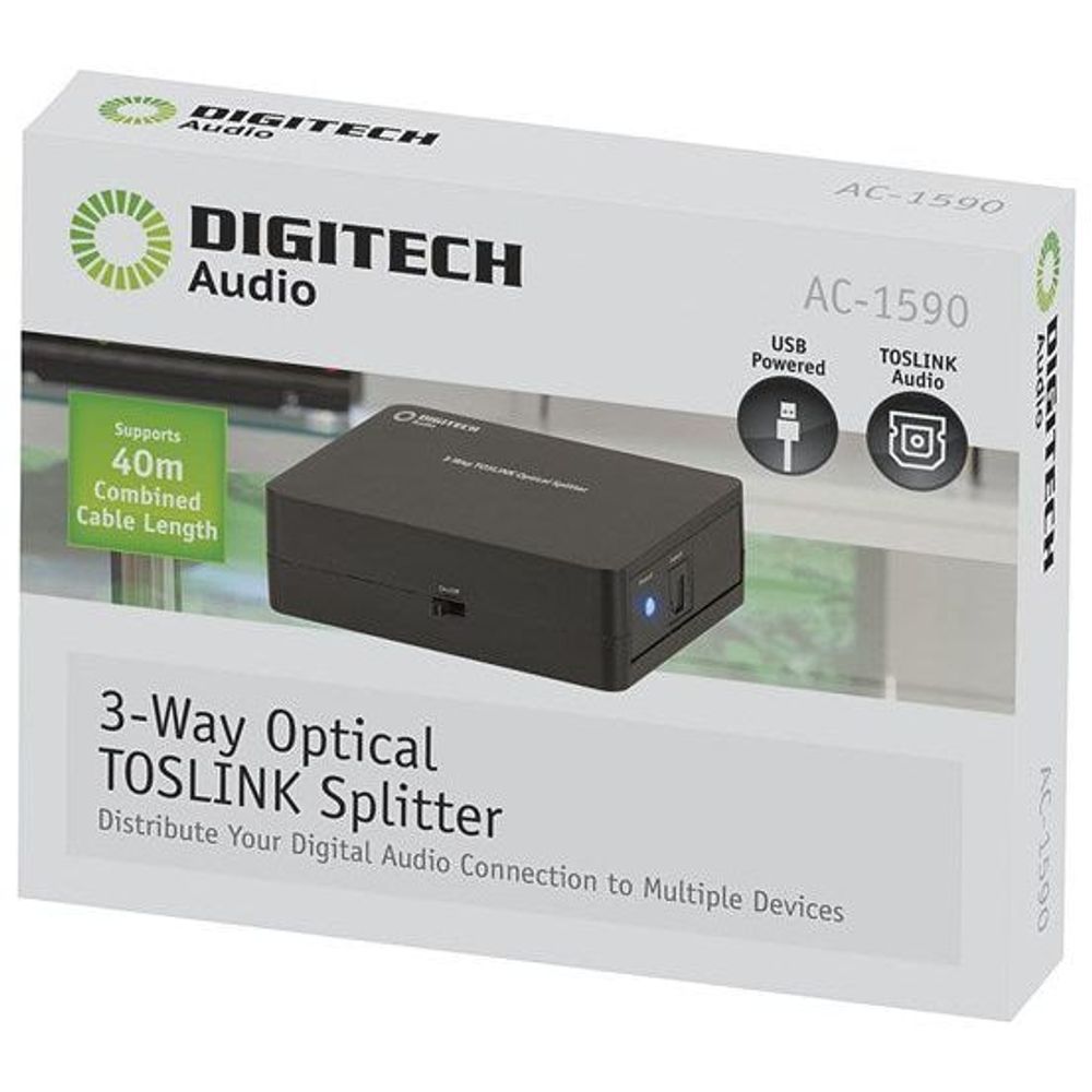 AC1590 - Digitech 3-Way Optical TOSLINK Splitter