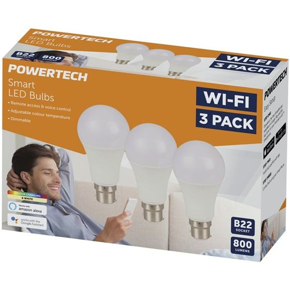 SL2252 - Smart Wi-Fi LED Bulb with Colour Change with Bayonet Light Fitting Pack of 3