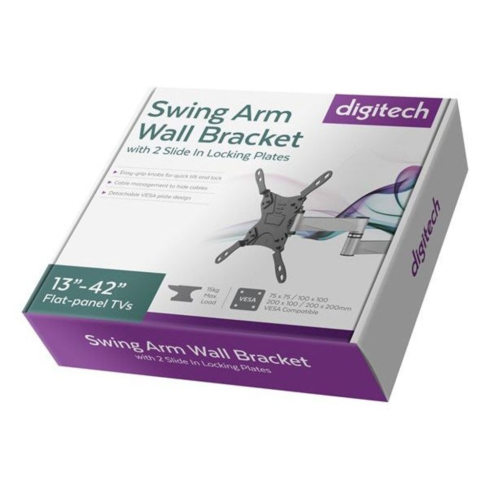 Swing Arm Wall Bracket retail box for 13–42 inch flat-panel TVs