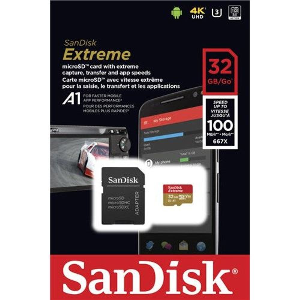 SDSQXAF-032G-GN6MA - Sandisk 32GB High Extreme microSDXC Class 10, Reads 100MB/S, Writes 60MB/S