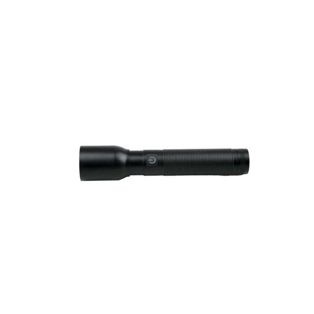 Adjustable LED torch with black textured body and flared front bezel