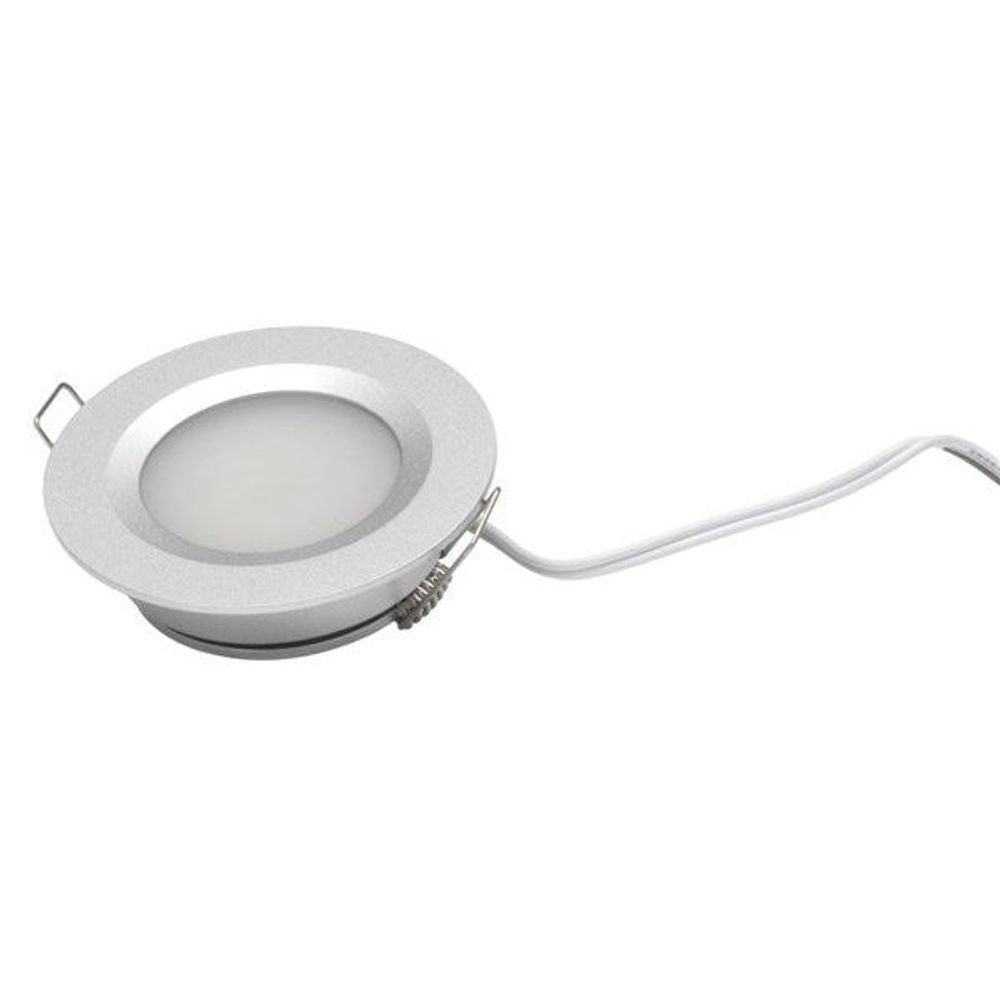 SL2360 - 2W 11-16VDC Cool White LED Downlight with Push Button Diffuser Silver