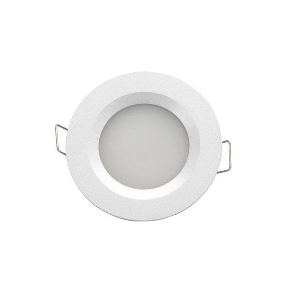 SL2360 - 2W 11-16VDC Cool White LED Downlight with Push Button Diffuser Silver
