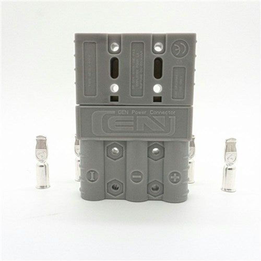 3-pin high-current connector with front screw terminals and engraved polarity icons