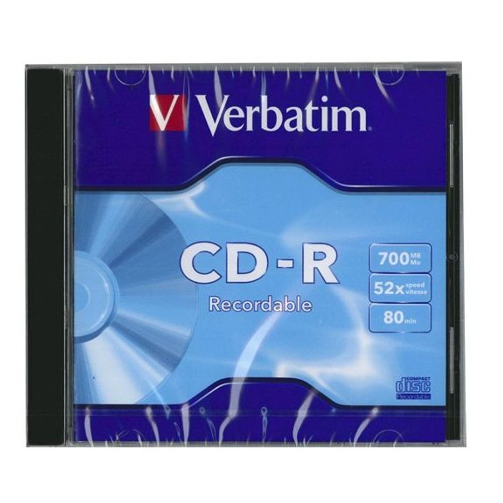 XC4707 - Verbatim Datalife (P-Cyanine) 80min/700MB CD-R Jewel Case Singles 52x