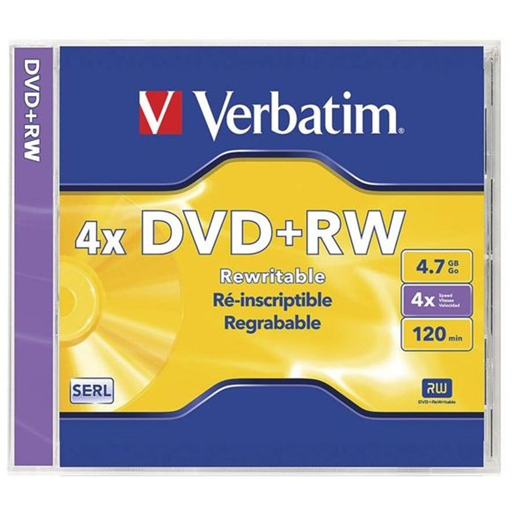 XC4734 - Verbatim DataLifePlus (SERL) DVD+RW 4.7 GB Jewel Case Singles 4x