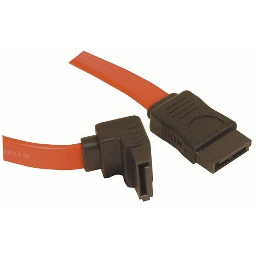 Orange SATA data cable with right-angle connector and straight end