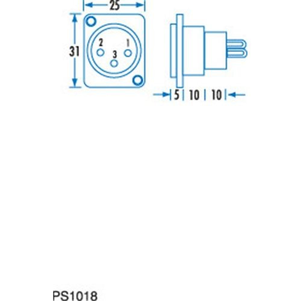 PS1018 - 3 Pin Plastic Chassis Female Cannon Type Connector