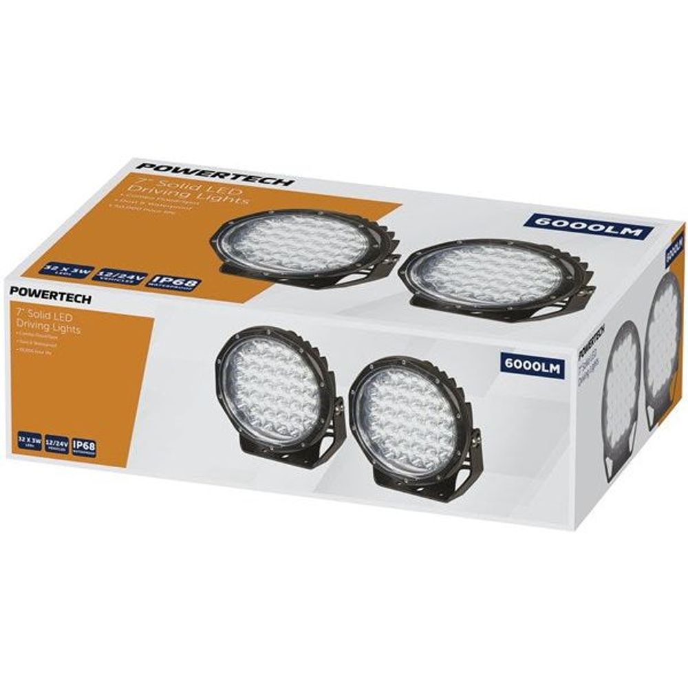 6000 Lumen 7 Inch Solid LED Driving Light, Sold as Pair