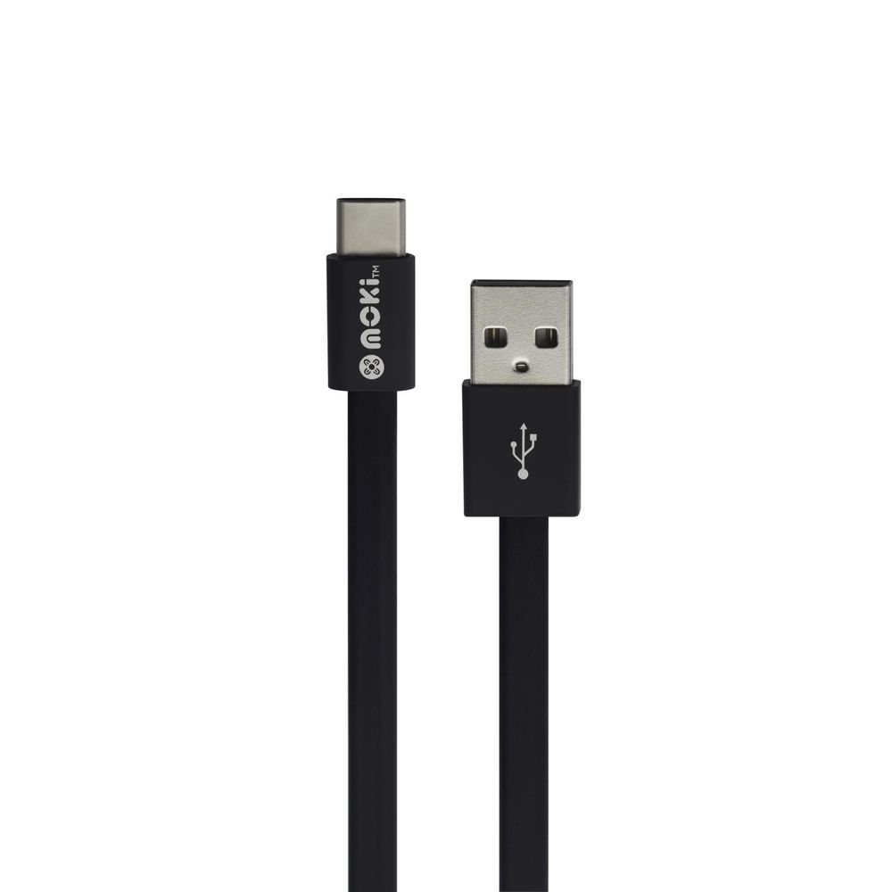 Moki Type-C SynCharge USB-A to USB-C cable, black, molded connectors
