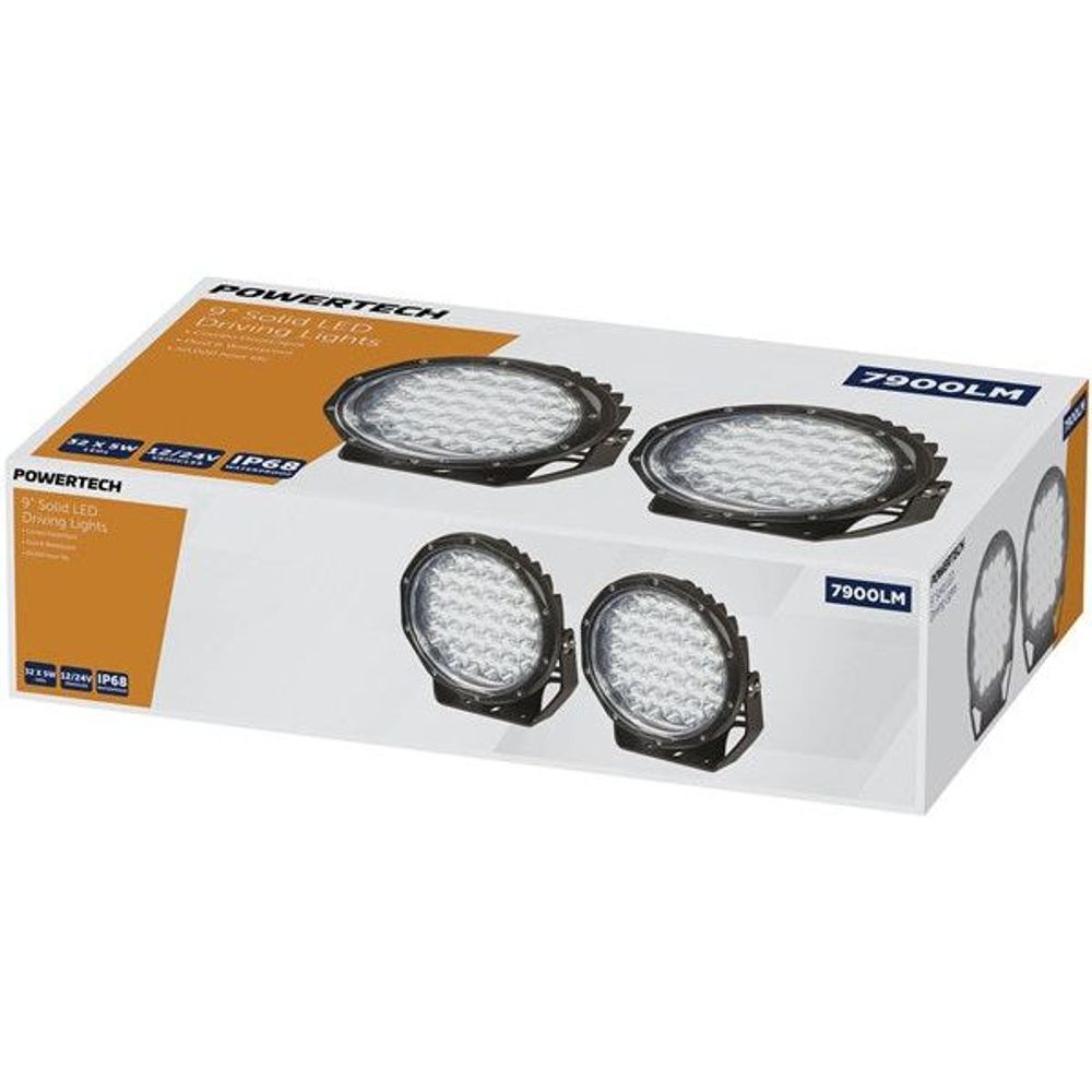 7900 Lumen 9 Inch Solid LED Driving Light, Sold as Pair