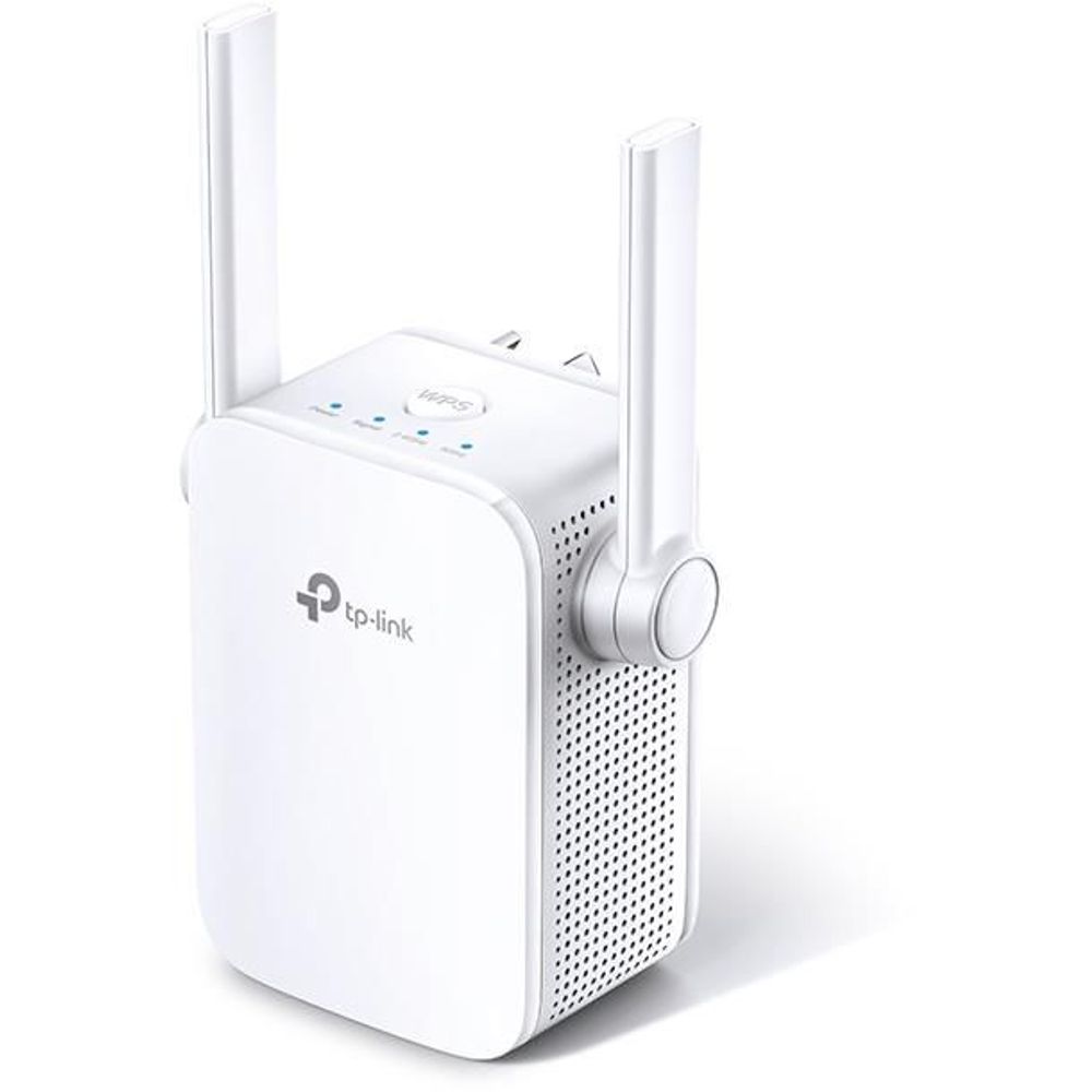TP-LINK RE305 wall plug range extender, white with two antennas and LED panel