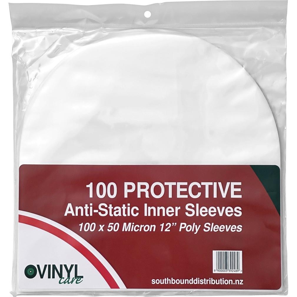 Clear anti-static vinyl inner sleeves, 12-inch poly sleeves in sealed 100-pack bag